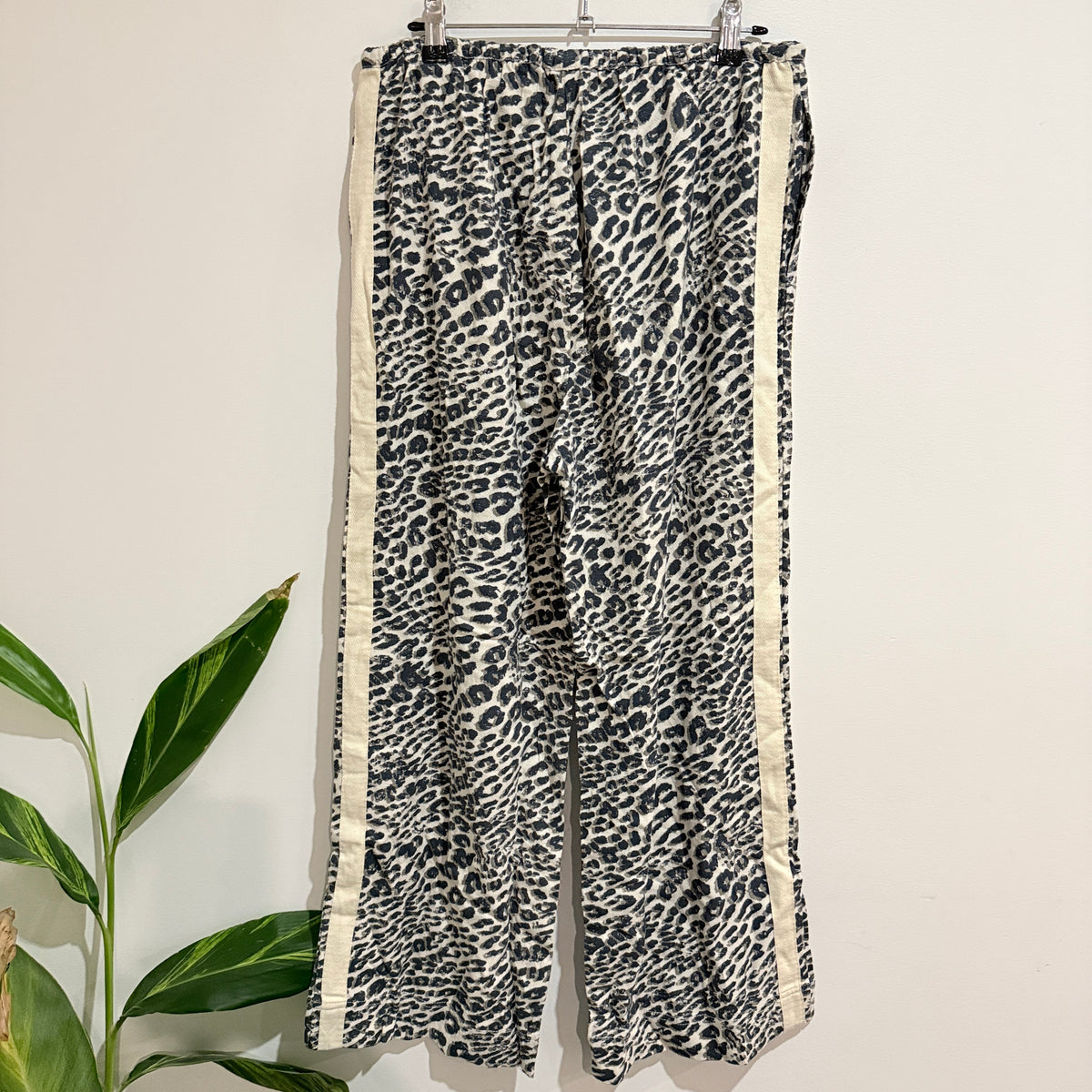 Ceres Life Relaxed Leopard Linen-Blend Drawstring Pants Size S