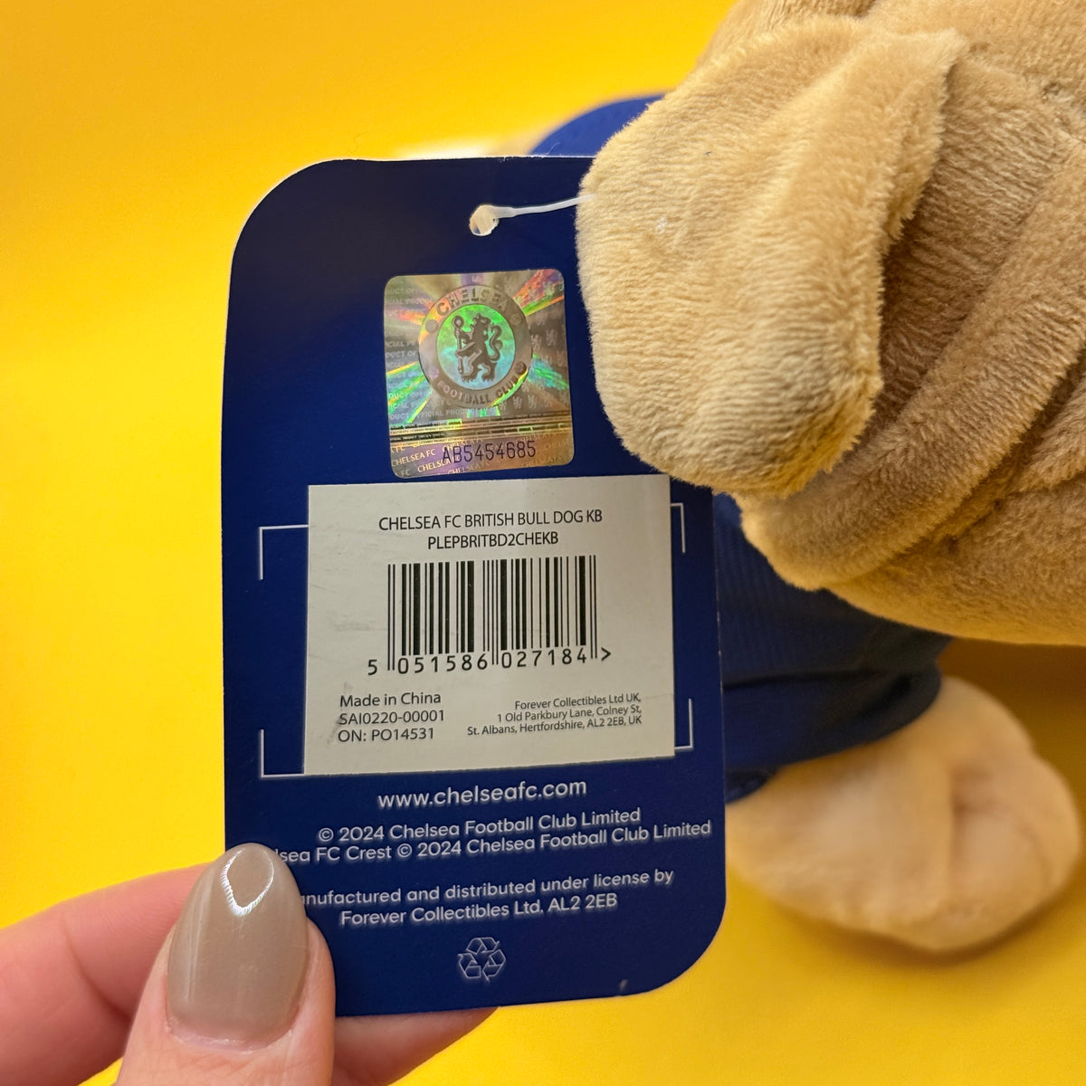 Chelsea FC British Bulldog Plush Toy