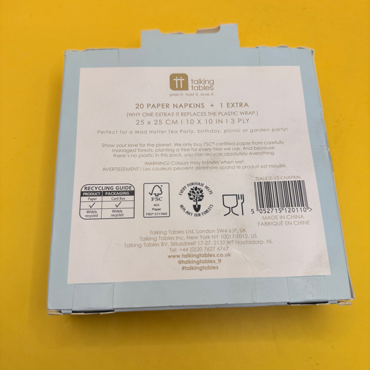 Talking Tables Truly Alice Paper Napkins 20 Pack