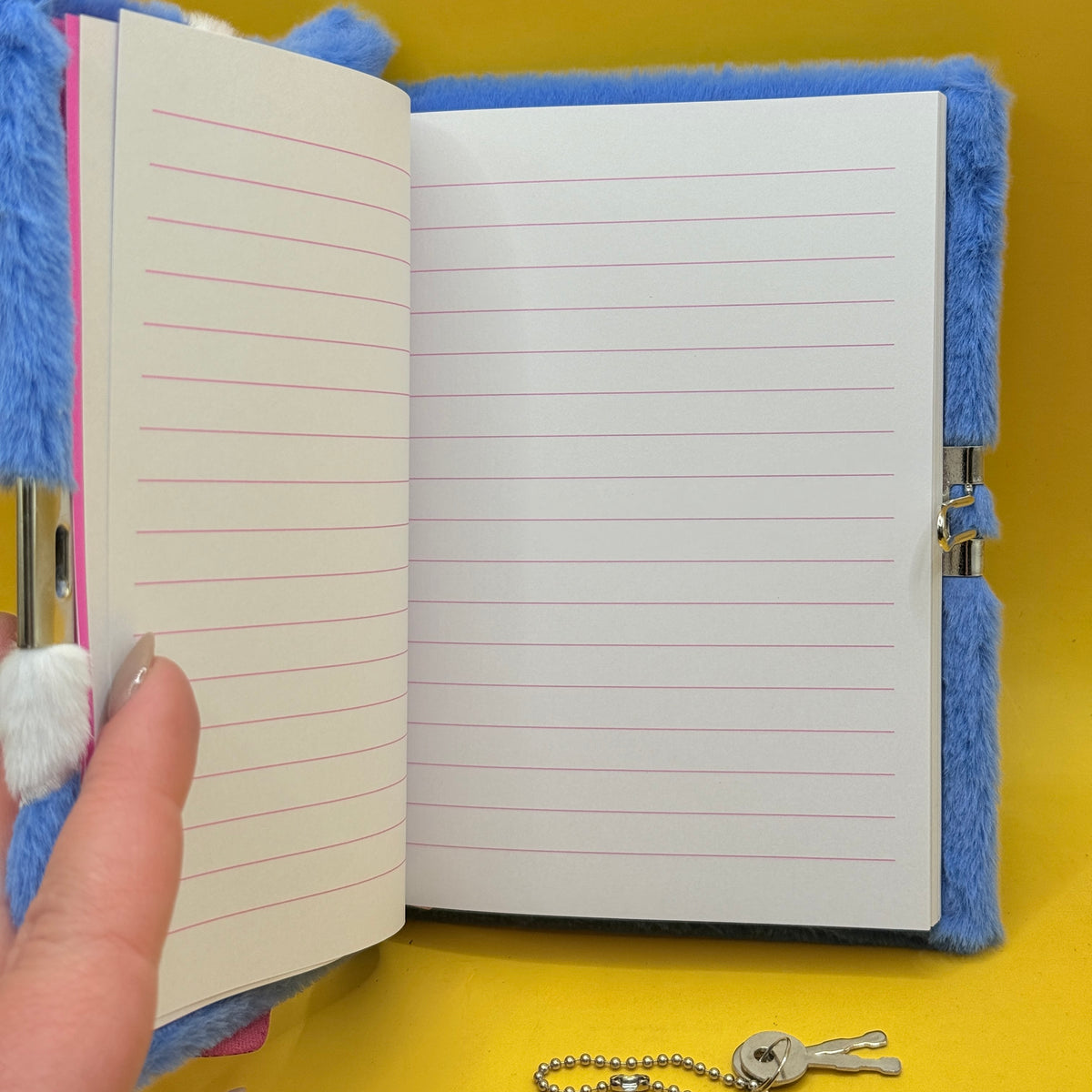 Creative Colouring Book & Blue Furry Cat Lock Diary Bundle