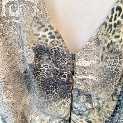 Cue Animal Print Ruched Cap Sleeve Dress Size 14