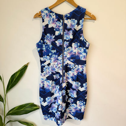 Dotti Navy Blue Floral Print Sleeveless Dress Size 12