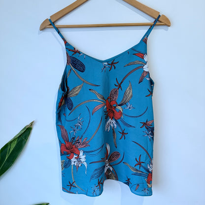 Anko Teal Floral Print Cami Top Size 10