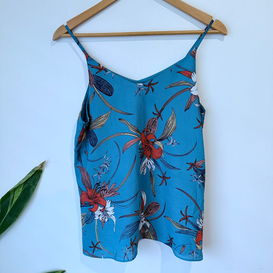 Anko Teal Floral Print Cami Top Size 10