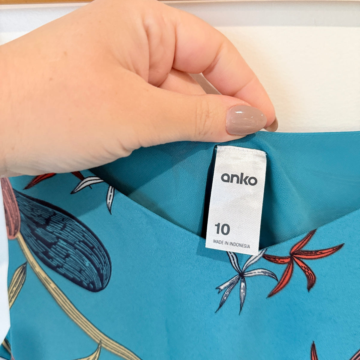 Anko Teal Floral Print Cami Top Size 10