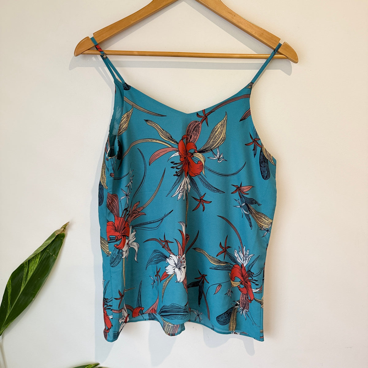 Anko Teal Floral Print Cami Top Size 10