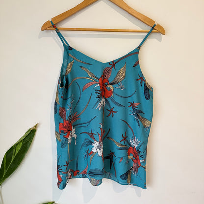 Anko Teal Floral Print Cami Top Size 10