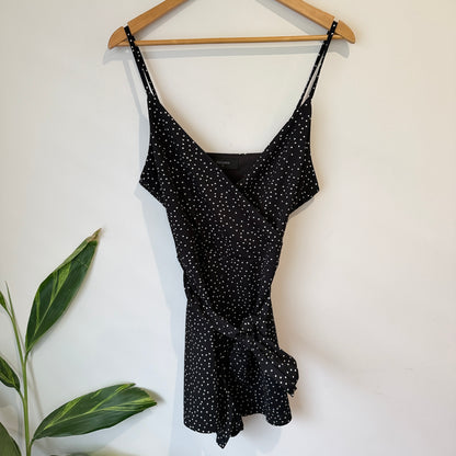 Pagani Black and White Polka Dot Playsuit Size 14