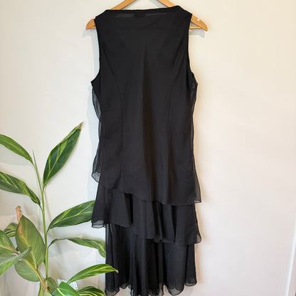 Black Tiered Chiffon Sleeveless Dress
