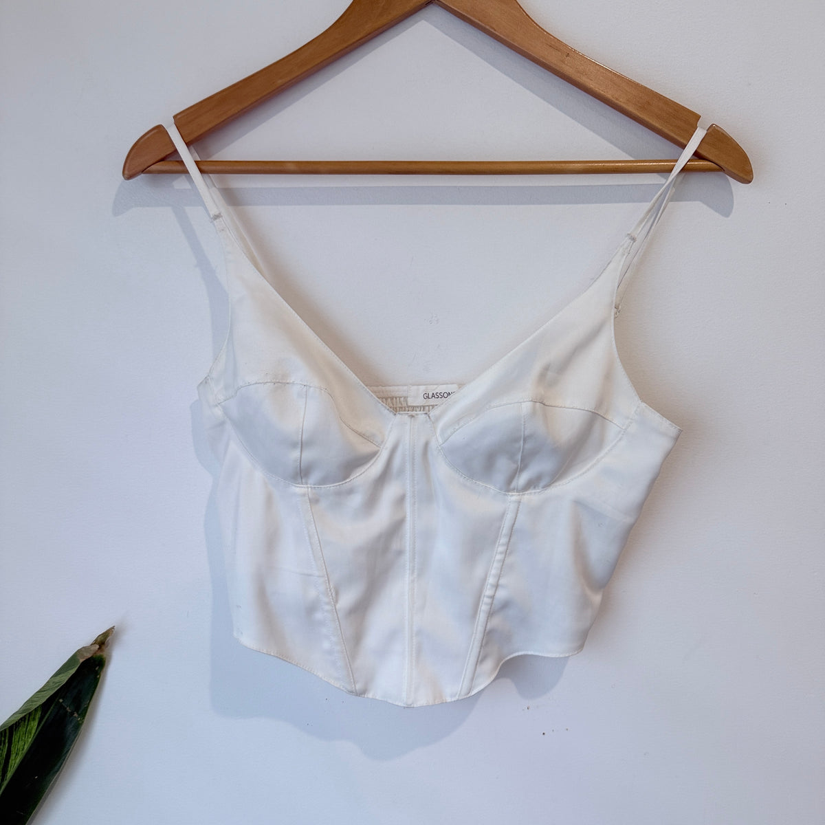 Glassons Cream Satin Corset Crop Top Size 8