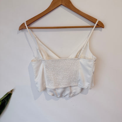 Glassons Cream Satin Corset Crop Top Size 8