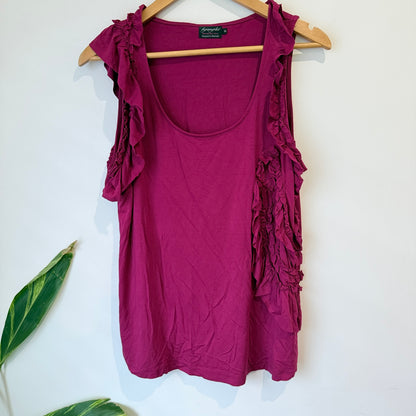 Bojangles Magenta Ruffle Trim Sleeveless Top Size 16