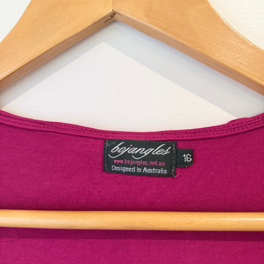 Bojangles Magenta Ruffle Trim Sleeveless Top Size 16