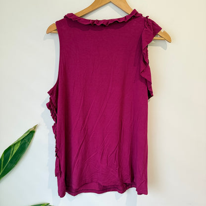 Bojangles Magenta Ruffle Trim Sleeveless Top Size 16