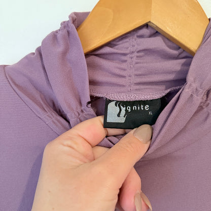 Ignite Dusty Purple Cowl Neck Long Sleeve Top Size XL