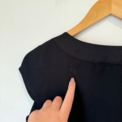 H&M Black Bow Detail Cap Sleeve Shift Dress Size 8
