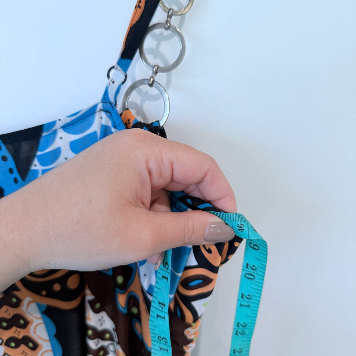 Blue and Brown Paisley Print Ring Strap Sundress