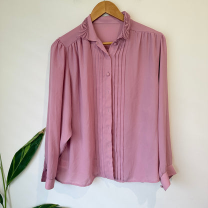 St Michael Dusty Pink Pintuck Blouse Size 16