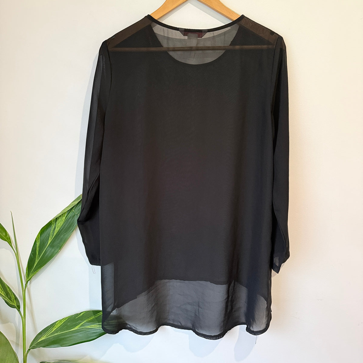 Supre Black Sheer Panel Long Sleeve Top Size S
