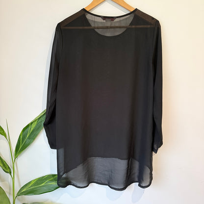 Supre Black Sheer Panel Long Sleeve Top Size S