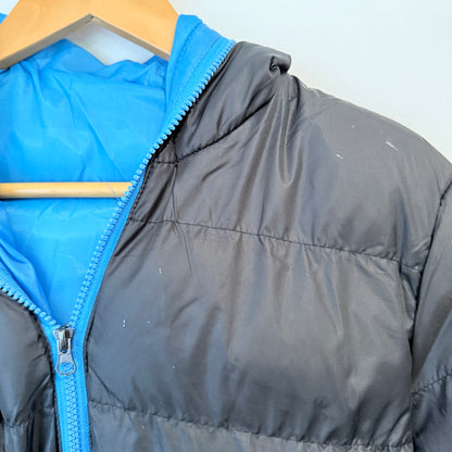 Black and Blue Hooded Puffer Jacket
