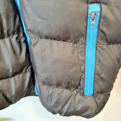 Black and Blue Hooded Puffer Jacket