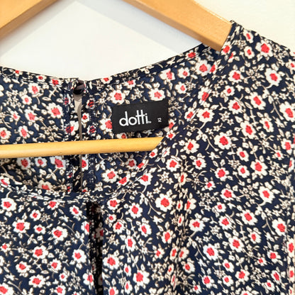 Dotti Navy Ditsy Floral Print Sleeveless Top Size 12