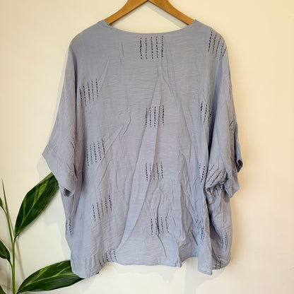 Jigsaw Periwinkle Blue Beaded Oversized Top Size 18