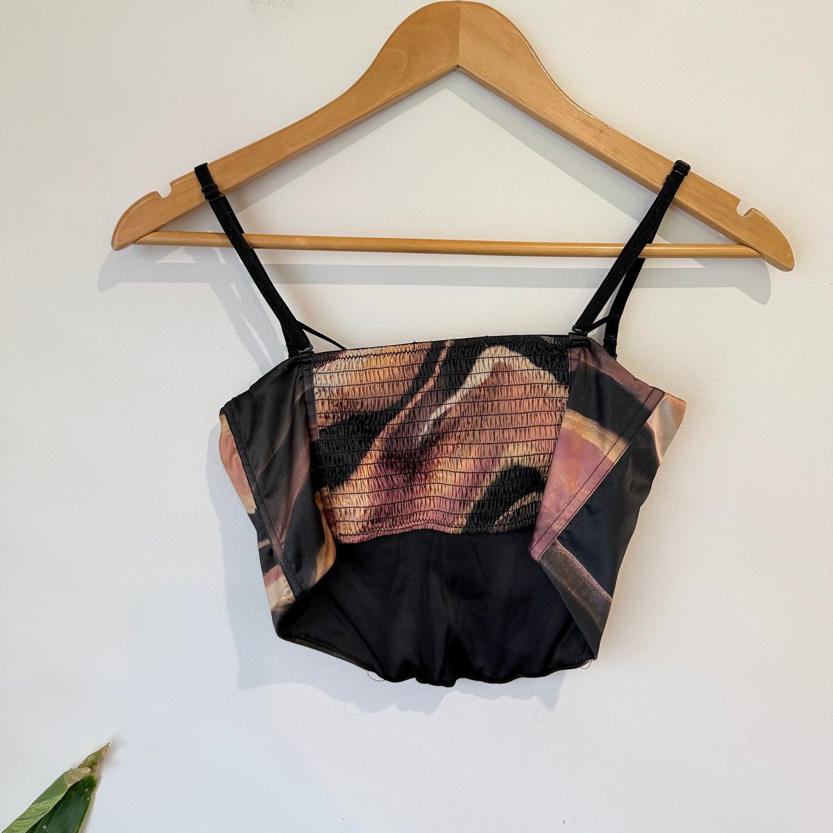 Glassons Bronze and Black Print Satin Corset Top Size 10