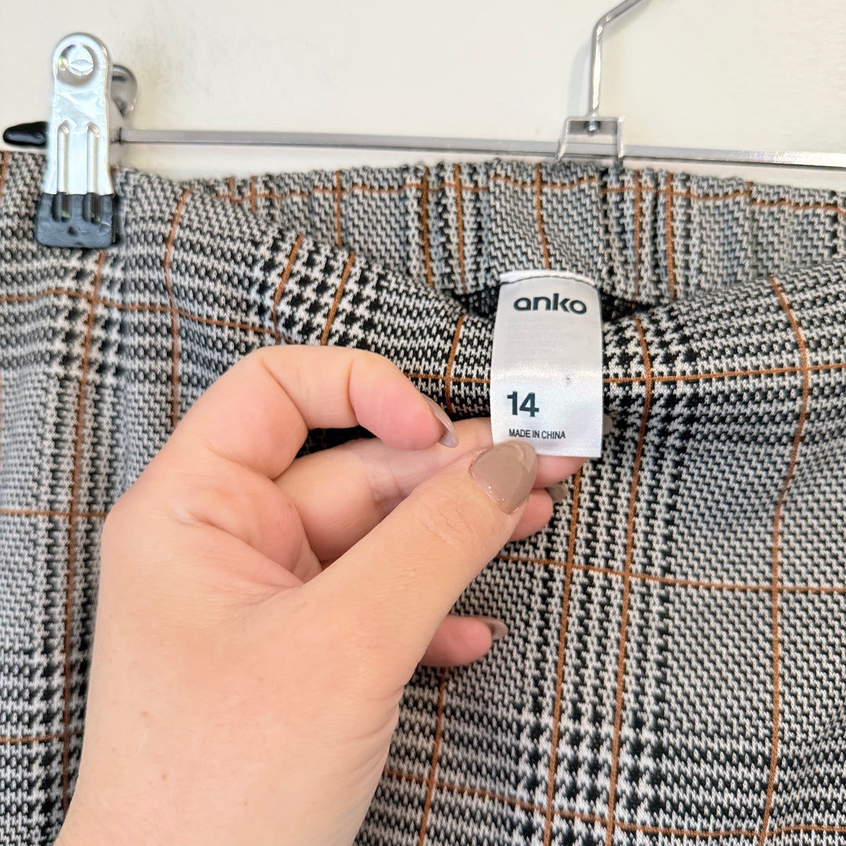 Anko Grey and Tan Check Skirt Size 14