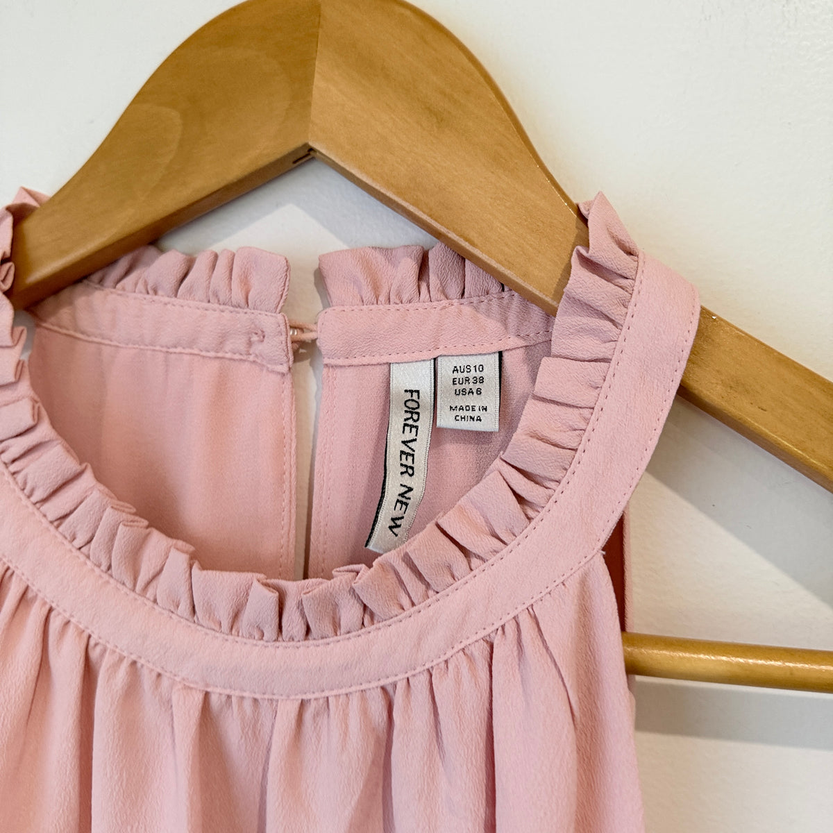 Forever New Blush Pink Ruffle Halter Top Size 10