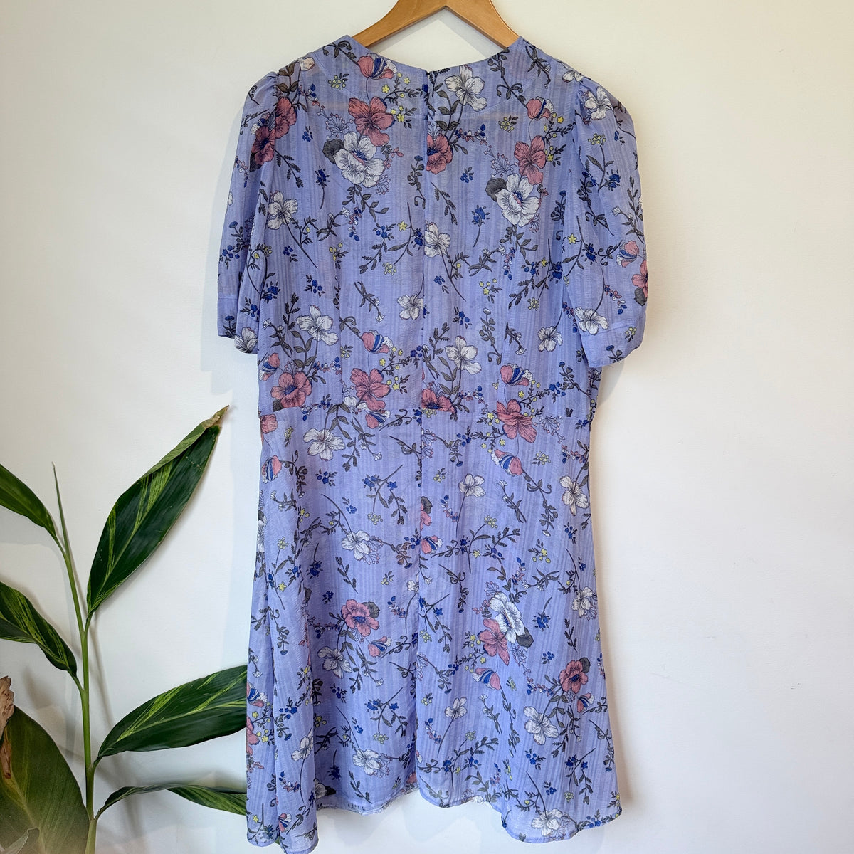 Lilac Floral Print Puff Sleeve Dress