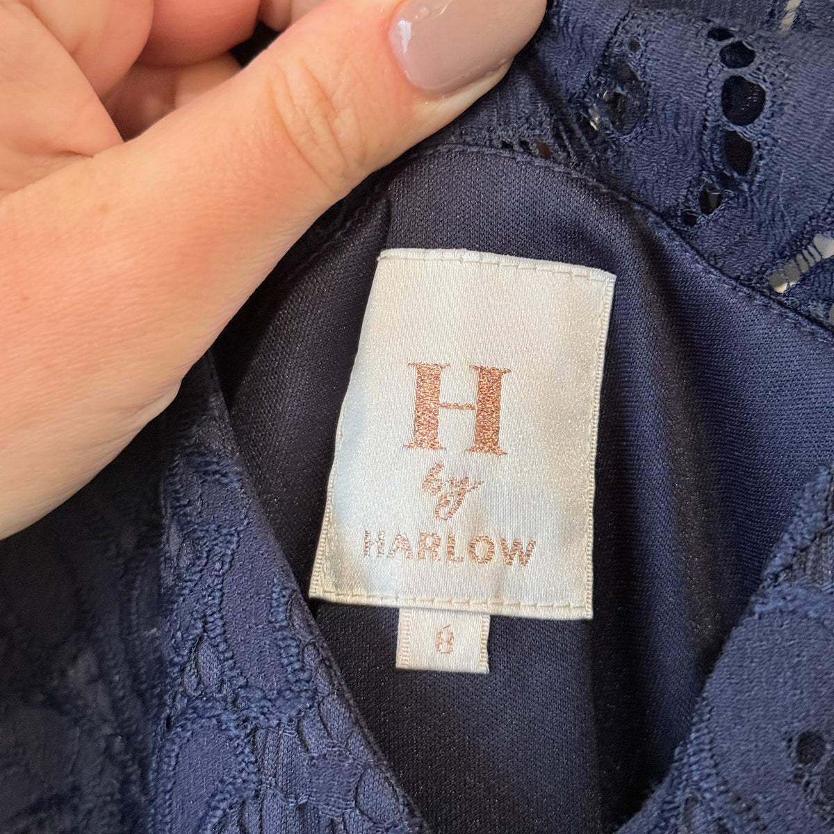 H by Harlow Navy Lace Sleeveless Dress Size 8