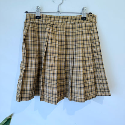 Shein Tan Check Pleated Skirt Size XS