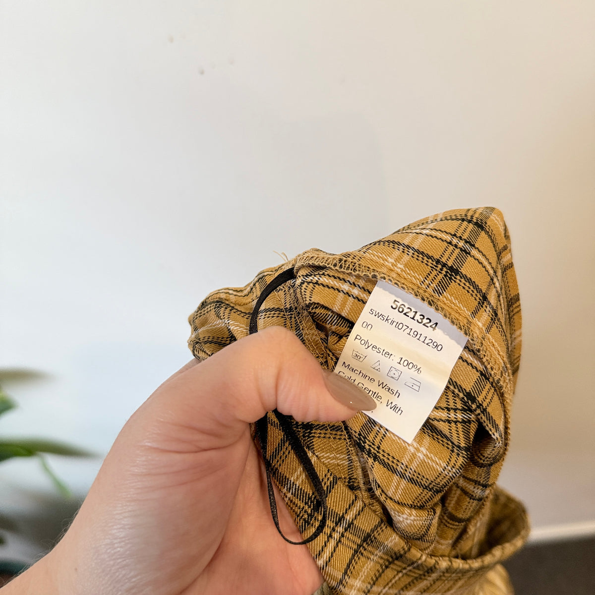Shein Tan Check Pleated Skirt Size XS