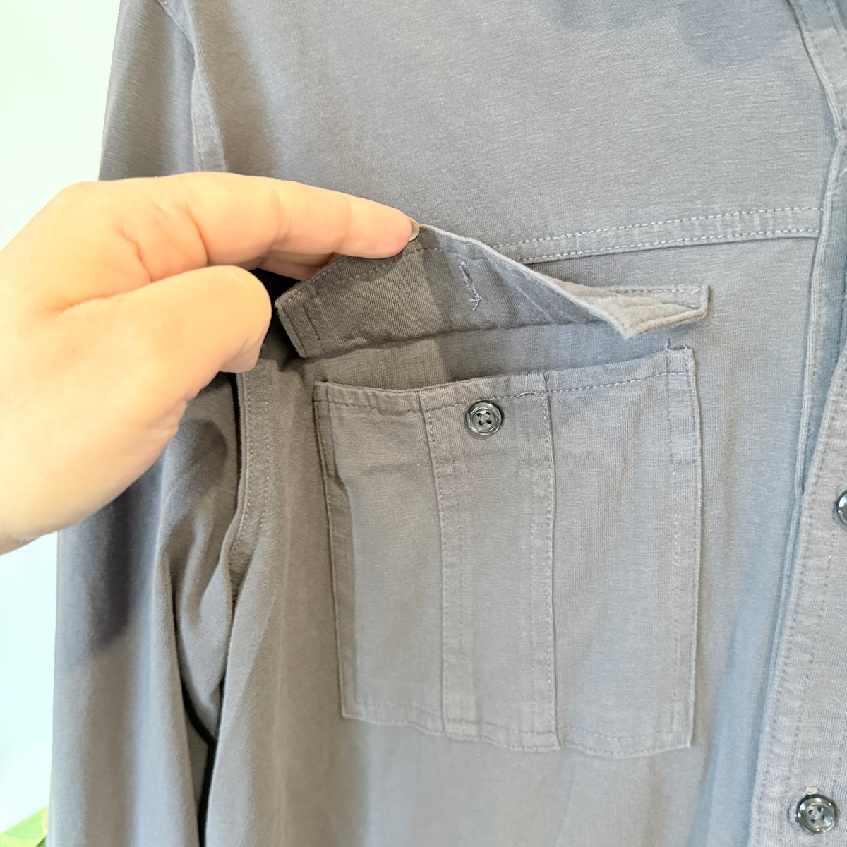 Express Grey Stretch Utility Shirt Size L