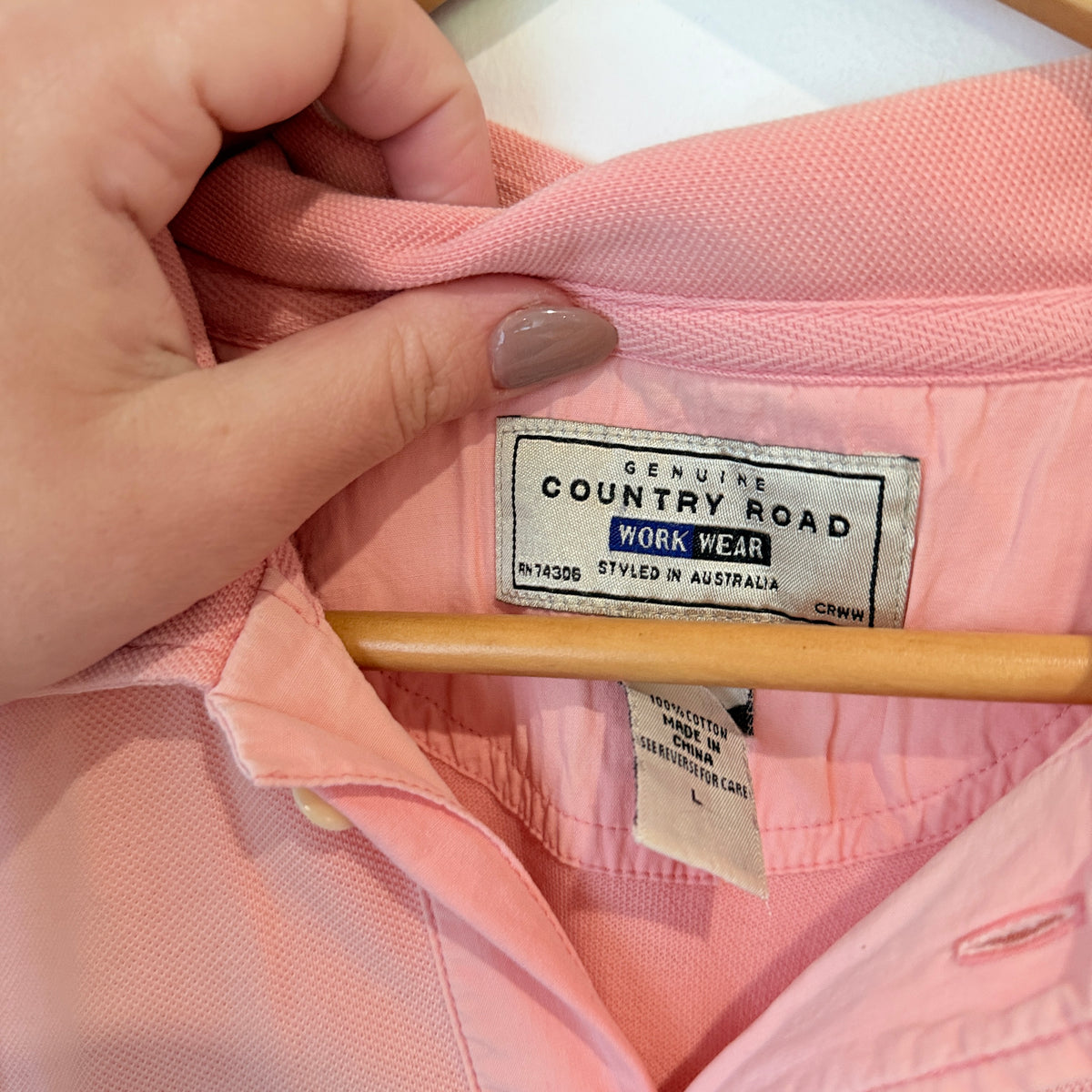 Country Road Pink Cotton Polo Shirt Size L