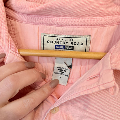 Country Road Pink Cotton Polo Shirt Size L