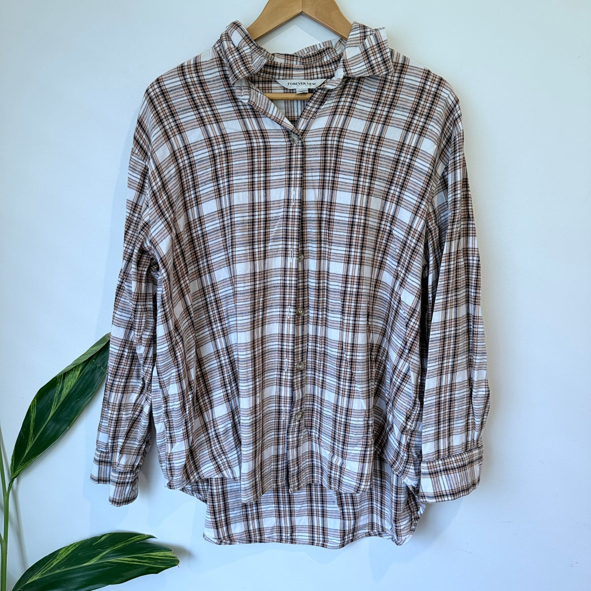 Forever New Plaid Button-down Flannel Shirt Size 16