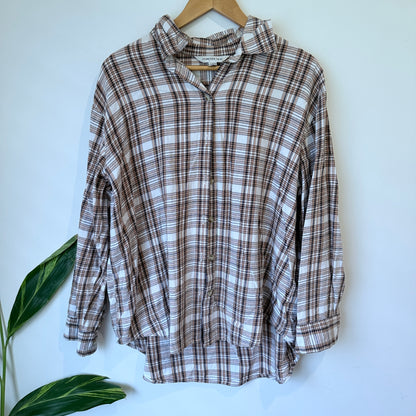 Forever New Plaid Button-down Flannel Shirt Size 16