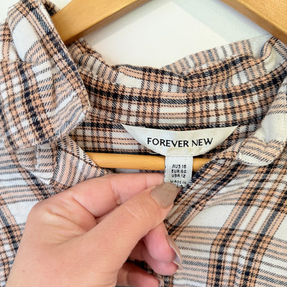 Forever New Plaid Button-down Flannel Shirt Size 16