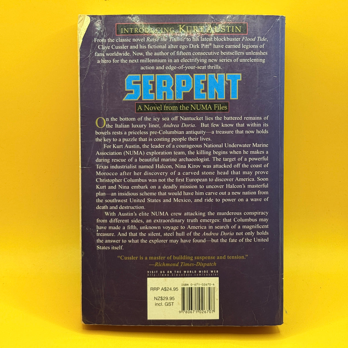 Serpent by Clive Cussler and Paul Kemprecos (1999)
