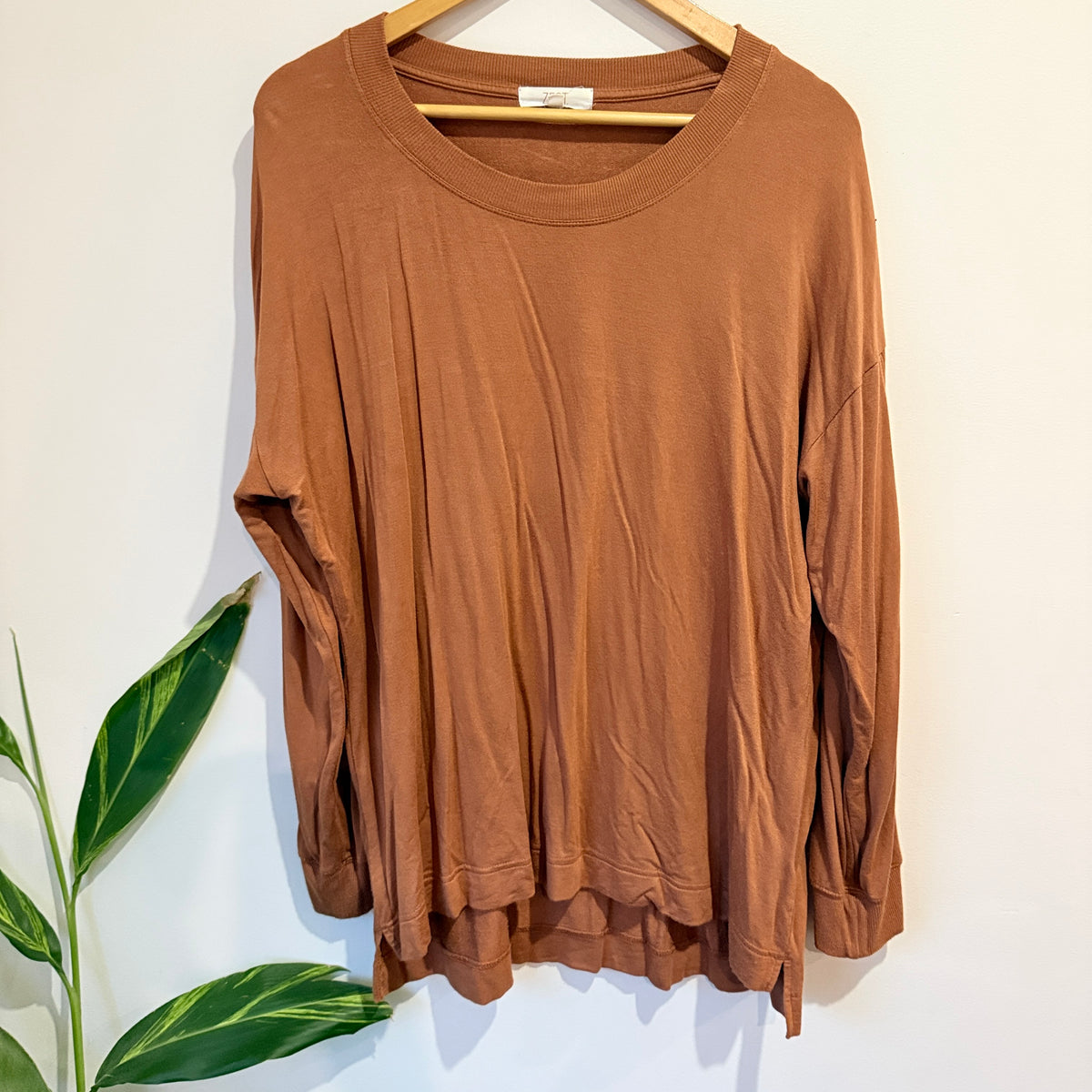 Zest Rust Brown Long Sleeve Top Size XL