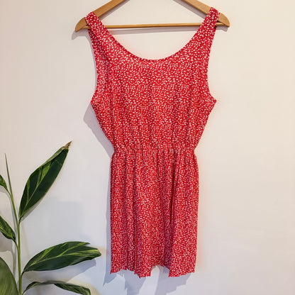 Forever 21 Red and White Petal Print Sleeveless Dress