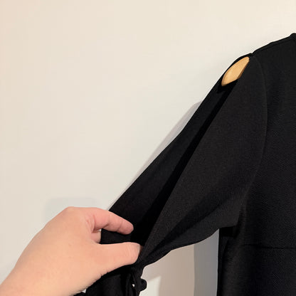 Black Cold Shoulder Tie Sleeve Top Size 10