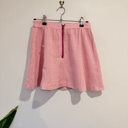 Pink and White Tweed A-Line Skirt Size M