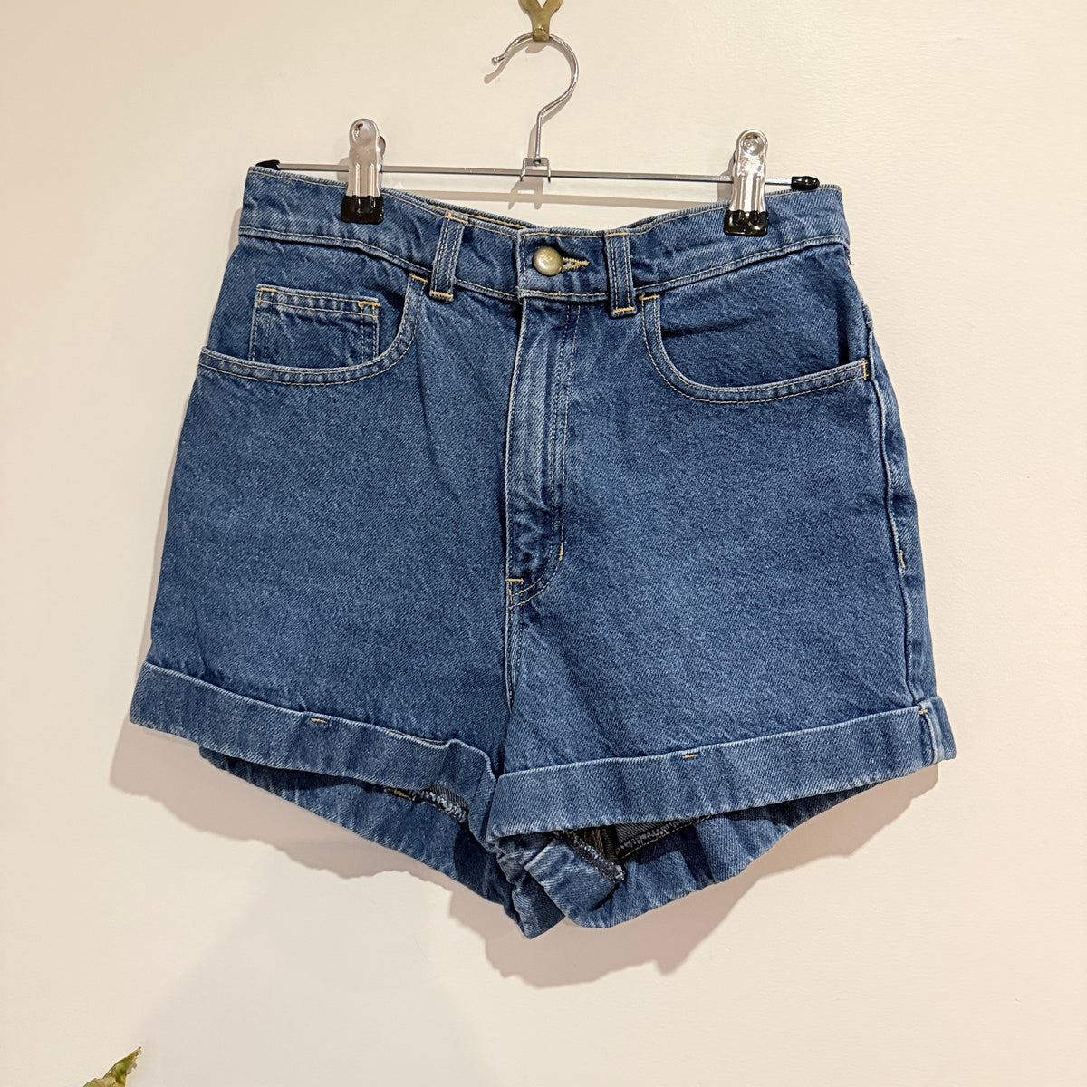 American Apparel Blue High Waisted Denim Shorts Size 26
