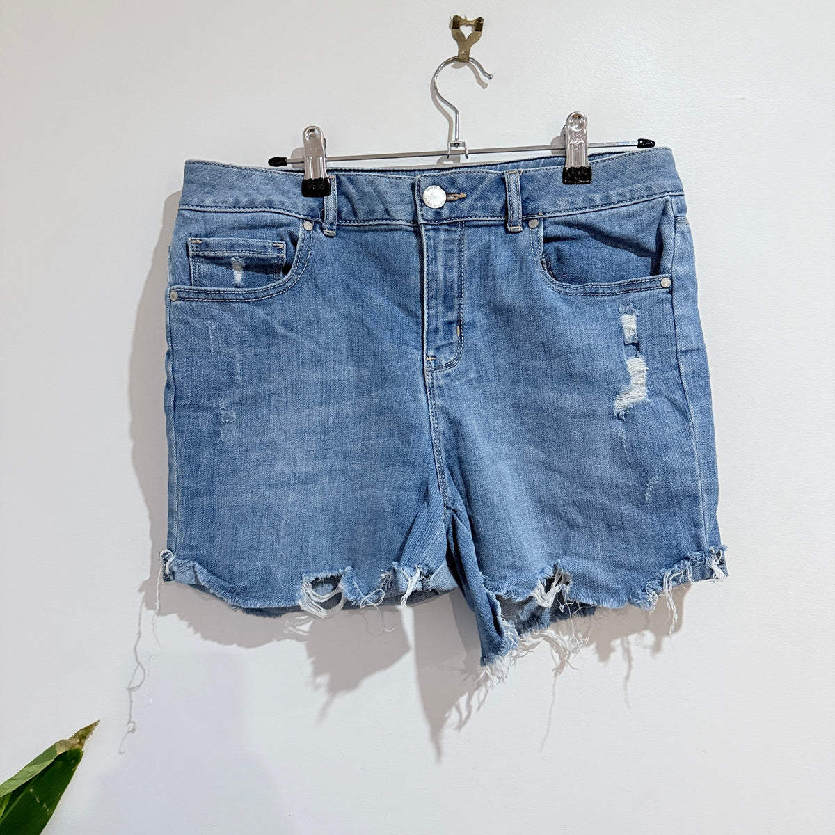 Anko Light Wash Distressed Denim Shorts Size 12