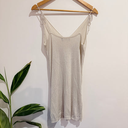 Glassons Cream Metallic Knit Slip Dress Size S