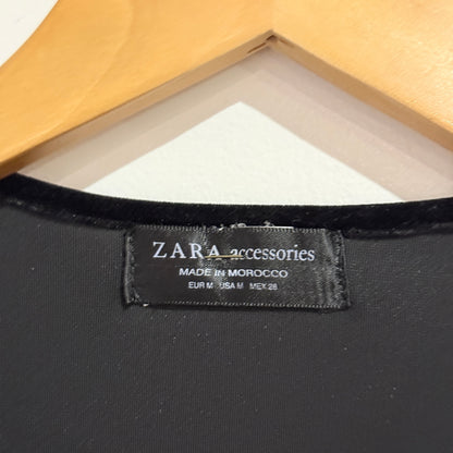 Zara Black Velvet Wrap Front Bodysuit Size M